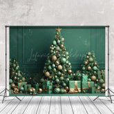 Lofaris Green Wall Gift Trees Bells Snowy Christmas Backdrop